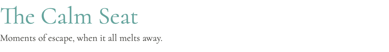 The Calm Seat Moments of escape, when it all melts away.